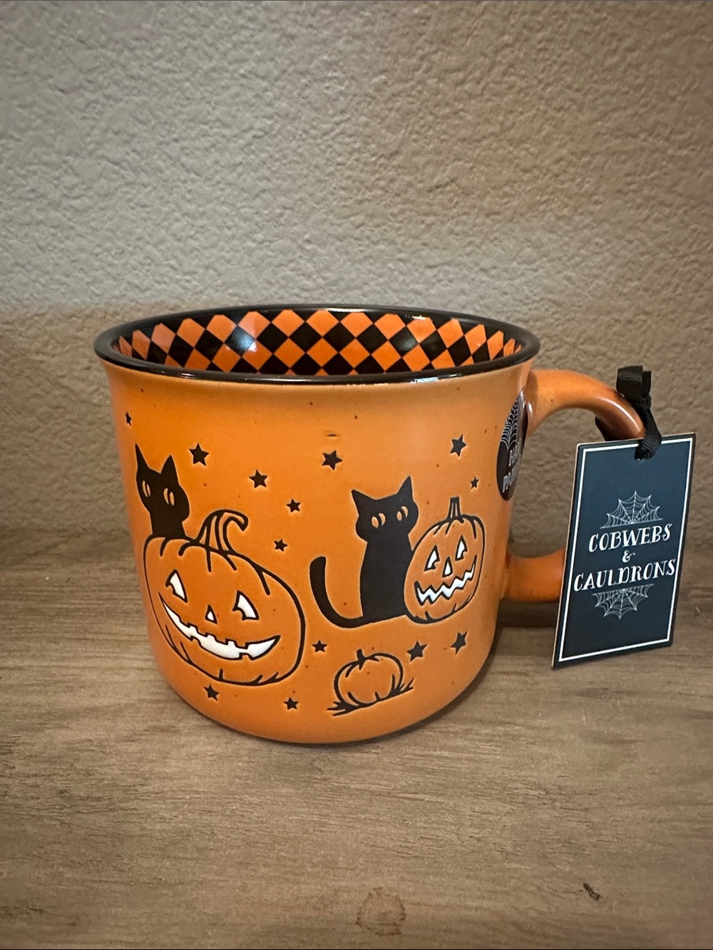 Cobwebs & Cauldrons Pumpkin & Black Cat Mug